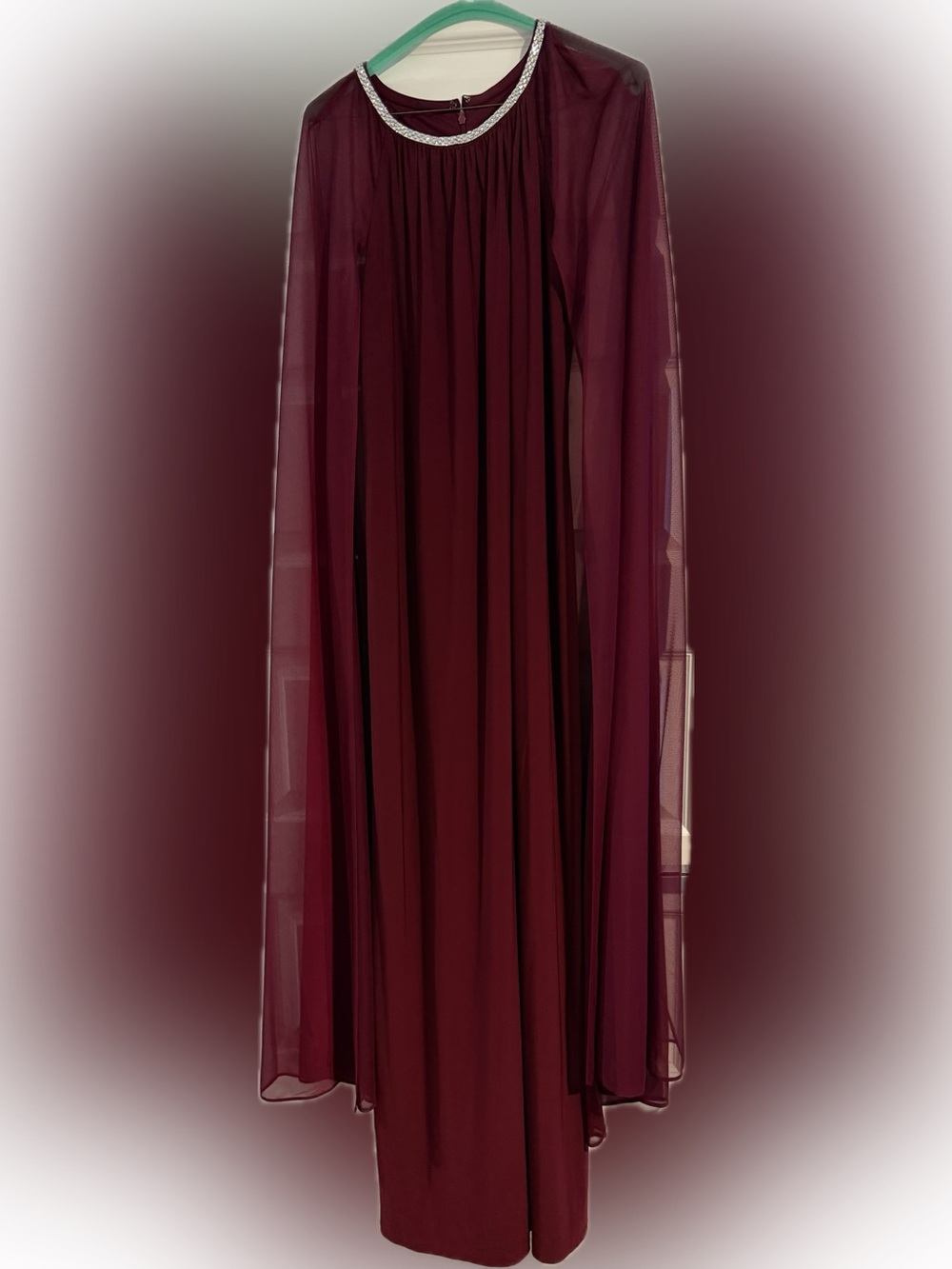 R&M Richards Burgundy Chiffon Maxi Skirt